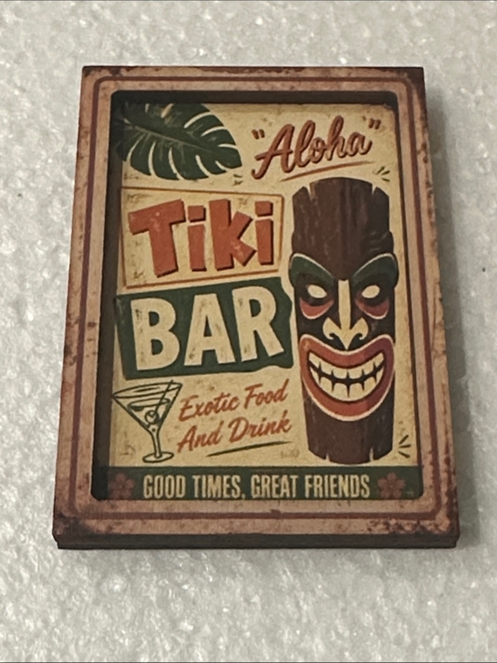 Vintage Style Tiki Bar Refrigerator Magnet - Brown & Green